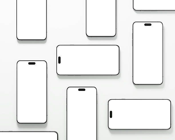 istock Realistic smartphone mockup. Group of samples of Mobile phone with blank  white screen  isolated on white background. Device front view. 3D image 2247429948