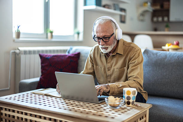 istock Research, senior and businessman with notebook at home, review or virtual advice for client investment. Remote, strategy and financial consultant with laptop for budget, planning and risk for asset. 2247430084