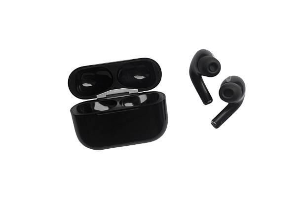 istock Black modern wireless headphones isolated on white background. Copy space 2247430748