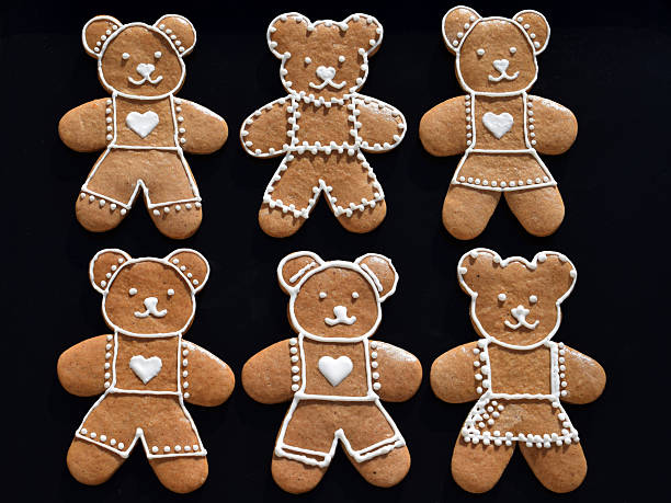 Gingerbread bears decorated with white icing