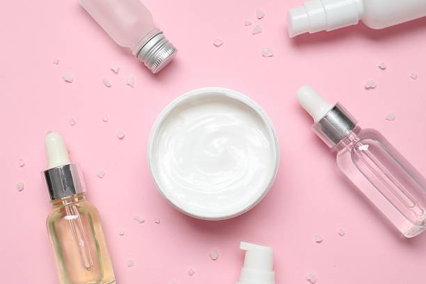 istock Natural organic cosmetic containers on pastel background 2247433795