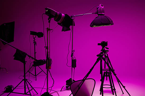 istock Modern LED studio lights and set for commercial video and photography use. 2247435730