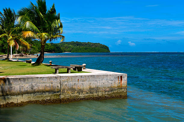 Karaeru, Ngiwal State, Palau: promenade along Imekang Dock - east coast of Babeldaob Island.