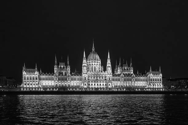 Chain bridge and Parliament at night in Budapest. Hungary