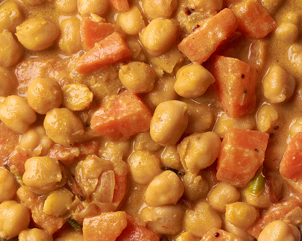 creamy chickpea and carrot curry texture top view