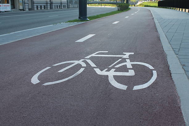 istock Bicycle lane in an urban environment 2247460160
