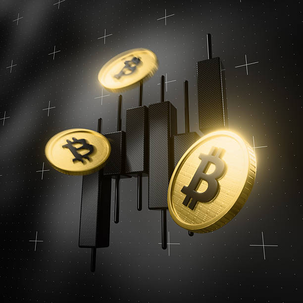 istock Bitcoin coins and stock market chart 2247462828