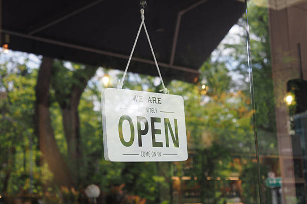 istock Sign indicating business is open for customers 2247463242