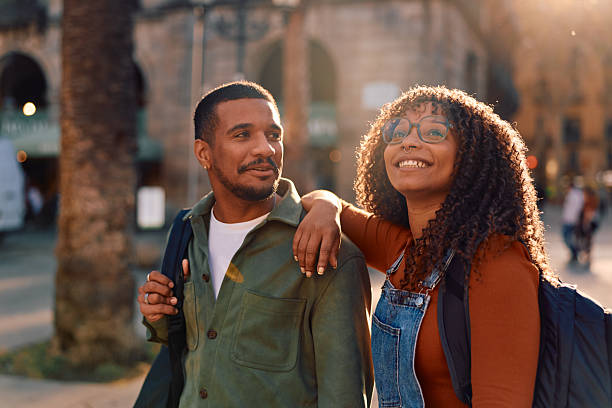 istock Happy couple enjoying city sightseeing on a sunny day 2247464589
