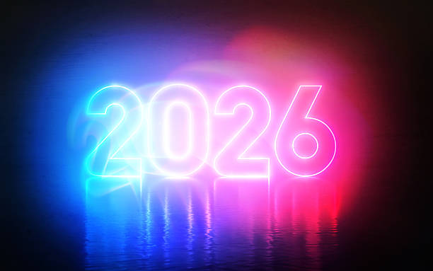istock Glow in the Dark New Year 2026, Neon Light Colorful 2247464775