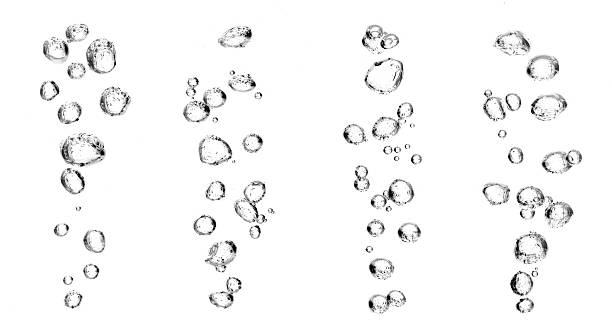istock Vertical streams of clear water bubbles floating on a bright white background, forming a clean abstract texture ideal for hydration themes, beauty design, scientific visuals, product advertising, 2247467558