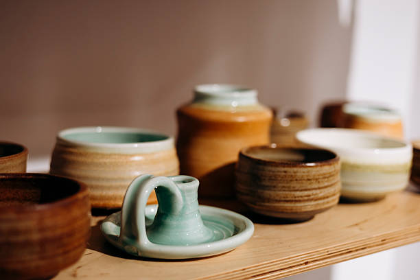 istock Handmade candle holder and tableware on store shelf for gift. 2247467764