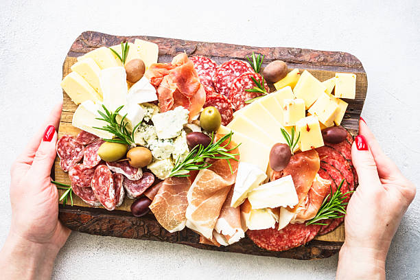 istock Antipasto platter with jamon, salami and cheese assortment. 2247468929