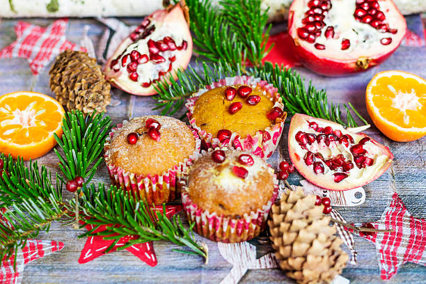Christmas  muffins with pomegranate