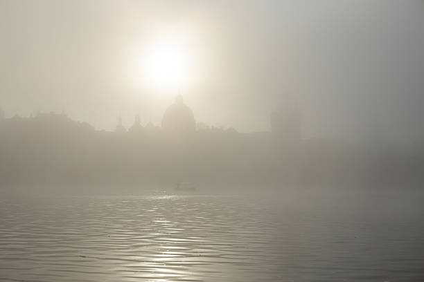istock Charles bridge architecture shrouded in dense fog 2247471242