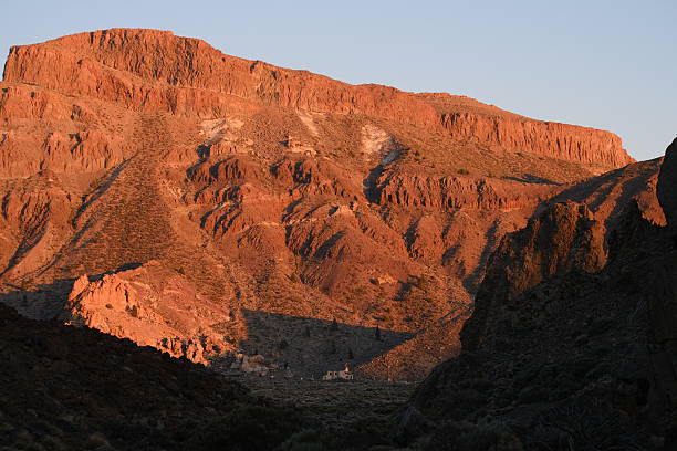 istock Rugged volcanic landscape and distant village 2247471955