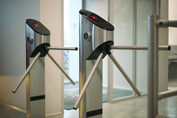 istock Modern Electronic Turnstile Gate Controlling Access in Business Office Lobby 2247490033