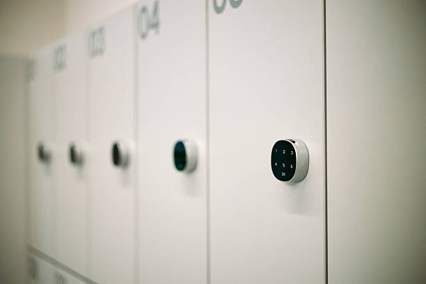 istock Row of Modern Electronic Lockers Securing Personal Belongings in Business Setting 2247490836