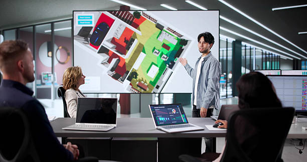istock Man Presenting Innovative 3D Wireless Router Signal Strength 2247505142