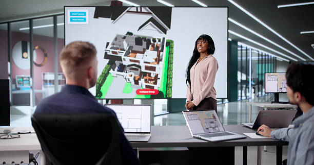 istock Real Estate Design Team Uses CAD Software For House Remodeling 2247505149