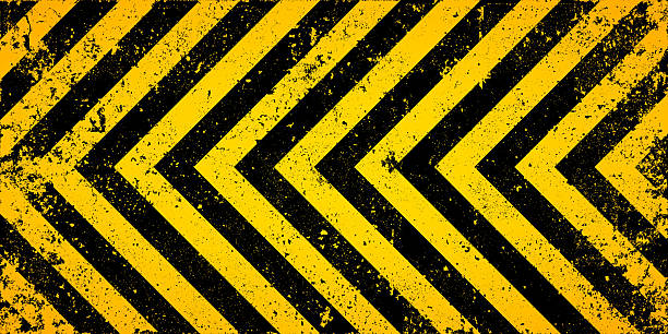 istock Warning sign with yellow and black diagonal lines. Attention, danger or caution symbol. Construction site signage, road safety notice, hazard banner, security alert shield. Vector illustration 2247506360