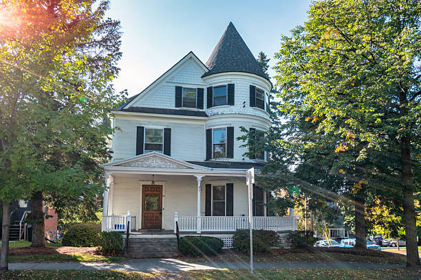Lunenburg, Nova Scotia, Canada - July 18, 2018:  Historic Ashlea House Bed & Breakfast (built in 1886) on Falkland Street in Lunenburg