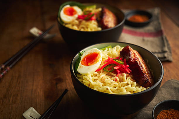 Spicy Beef Ramen Noodles with Boiled Egg