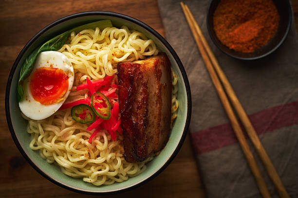 istock Spicy Beef Ramen Noodles with Boiled Egg 2247511992