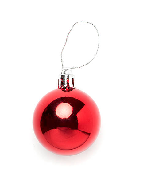 istock Red christmas ball isolated on white, top view 2247528280
