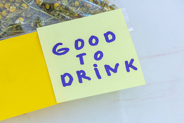 istock Good to drink handwritten message on sticky note about chamomile tea 2247533876