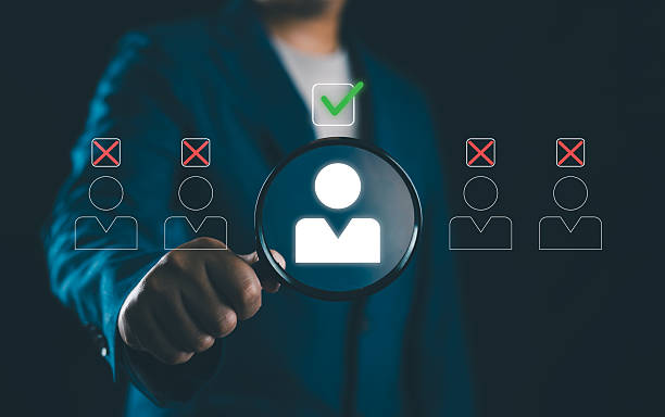 istock Businessman searching candidate for recruitment with virtual interface, showing HR decision process, hiring strategy, talent selection and digital human resource management for workforce optimization. 2247535949