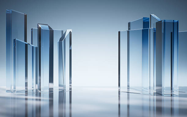 istock Transparent blue cube glass geometries background, 3d rendering. 2247544614