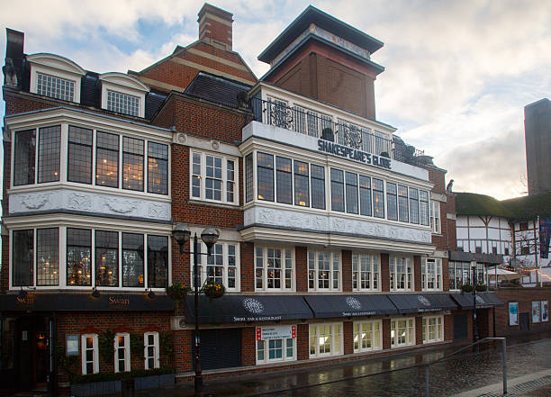 The Shakespeare swan globe restaurant next to the Globe Theatre at the bankside area of Thames river, London, England