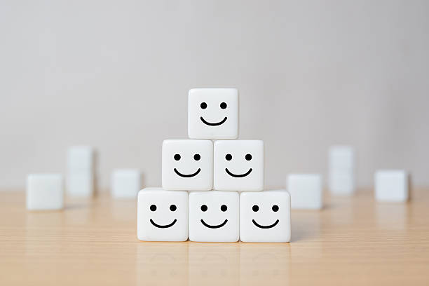 istock Dice with icon face smiley, The best excellent business services rating customer experience, Satisfaction survey concept 2247557283