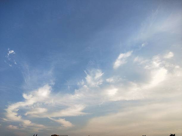 Mysterious dusk and dawn clouds float in the morning sky surface