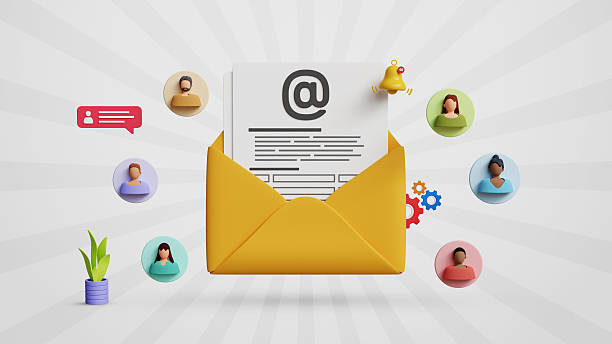 istock Advanced Email Marketing Campaign, Sales Alert, Customer Engagement, Retention, Leads and Loyalty, Promotion or Newsletter Subscription. Sending Emails to Loyal Customers. 3D Illustration 2247574283