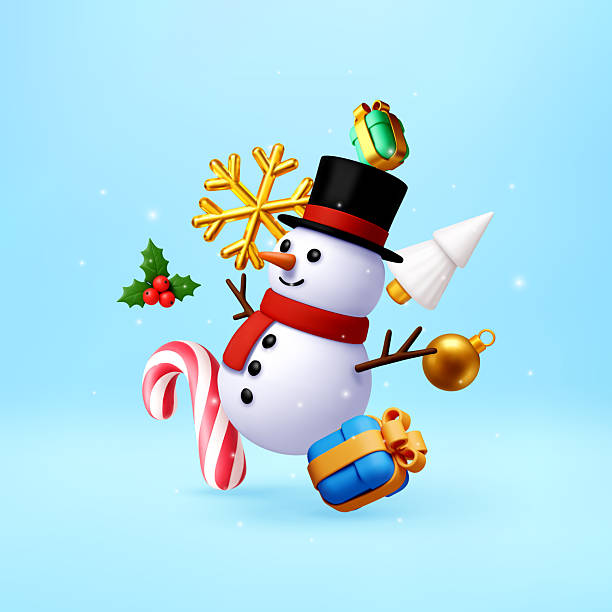 istock 3D snowma by Christmas and New Year decorations. 2247577257