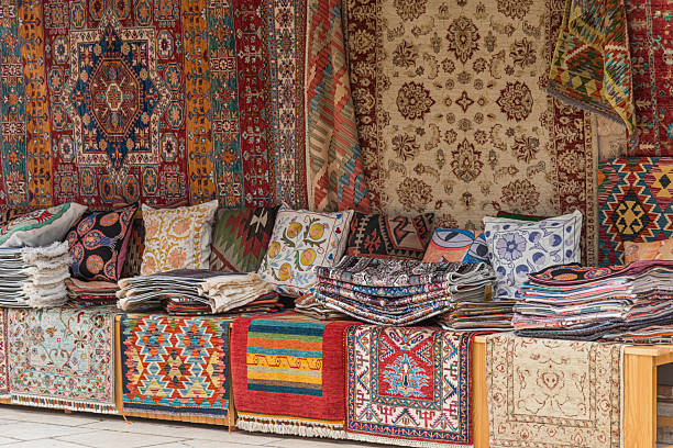 istock Traditional Turkish carpets displayed at a shop in Antalya Old Town 2247580237