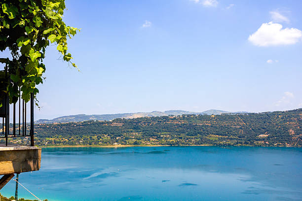 istock Serene panorama from Castel Gandolfo, Italy, featuring a glimpse of a balcony on the left and picturesque Lake Albano taking center stage. 2247584667