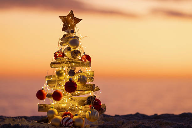 istock Christmas in Australia  Driftwood Christmas tree on beach 2247586440