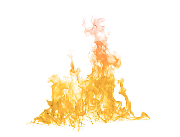 istock Bright orange and yellow flames rising on a clean white background, creating a vivid isolated fire effect perfect for graphic design, compositing, energy concepts, and dramatic visual projects. 2247587666