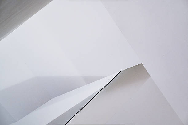 Close-up of abstract white surfaces in a stairwell