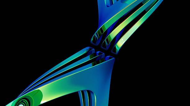 abstract green and blue sculpture art, modern, design. high-quality abstract image for web and print design. featuring abstract, sculpture, green.
