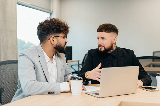 istock Business partners discussing project ideas during meeting 2247592582