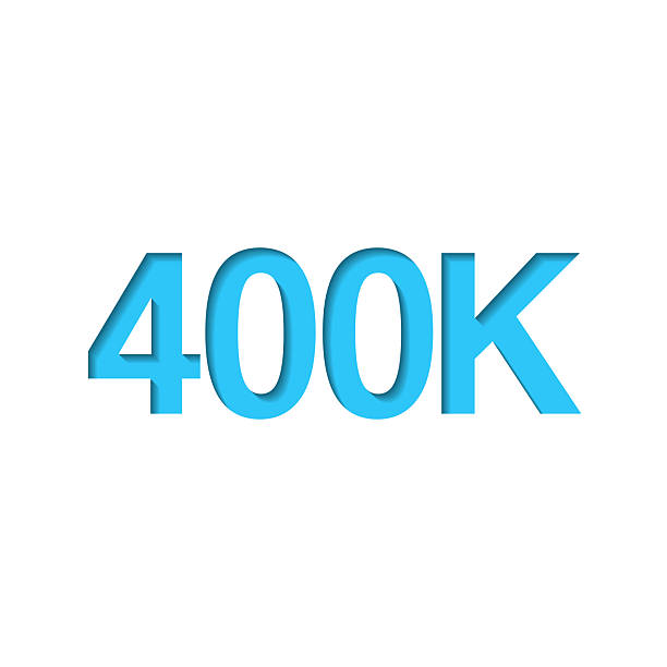 istock 400K, 400000 - Four hundred thousand. Icon cut out on white paper with blue background 2247594265