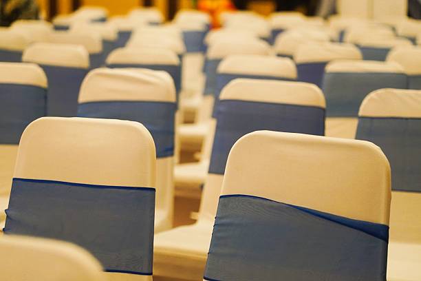istock Elegant Blue Ribbon Chair Decorations 2247595573