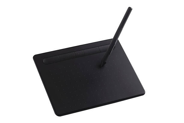 istock Black digital graphics tablet and stylus pen isolated on white background, ideal for creative design, illustration, and digital art projects. 2247596683