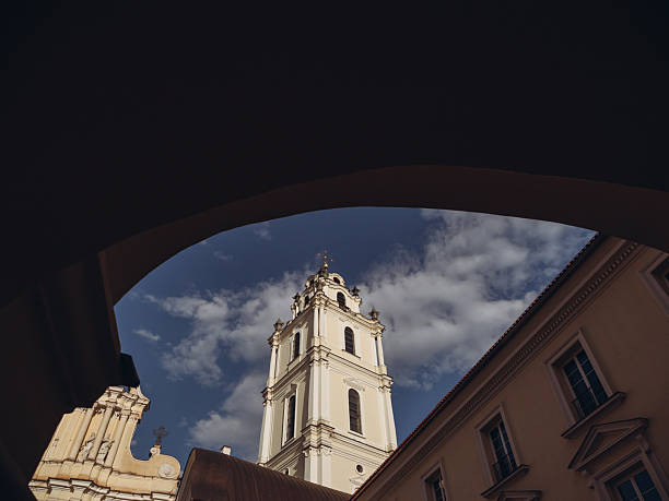 Vilnius, Lithuania - 27 Apr 2025:  St. John's Church Bell Tower in Vilnius, Vilnius university