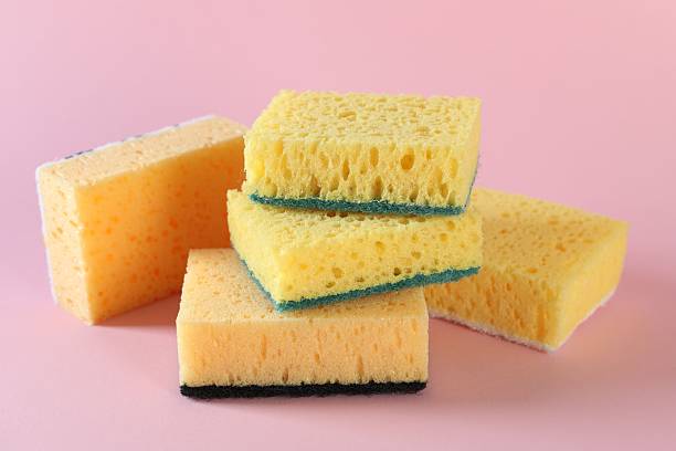 istock Different clean sponges on pink background, closeup 2247601801