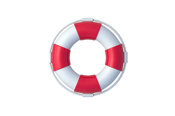 Lifebuoy isolated on white background. Ring for rescue. Survival equipment. Top view. 3d render